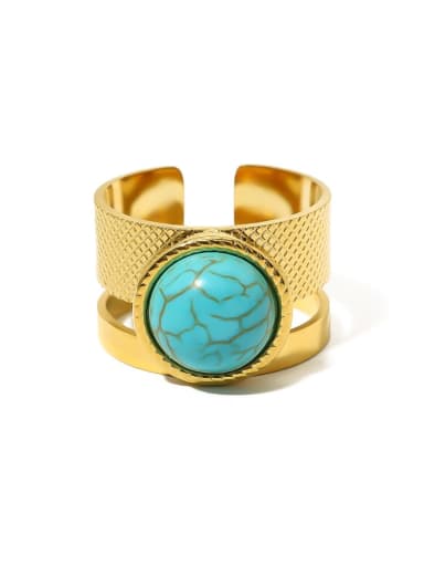 Stainless steel Turquoise Geometric Trend Band Ring