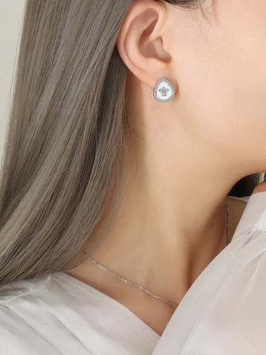 F330 Steel Earrings Trend Water Drop Titanium Steel Shell Earring and Necklace Set