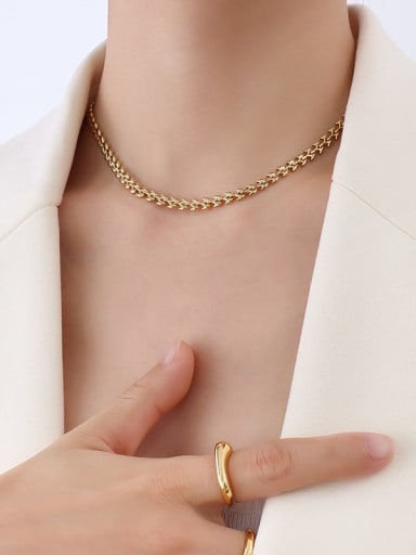 P1132 gold necklace 40 +5cm Titanium Steel Vintage Irregular   Bracelet and Necklace Set