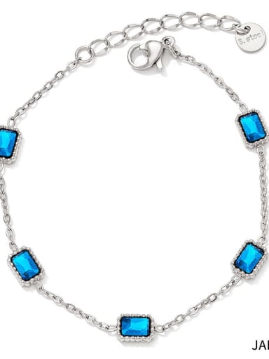 Blue zirconium silver ankle chain A332 Geometric Dainty Stainless steel Cubic Zirconia Anklet