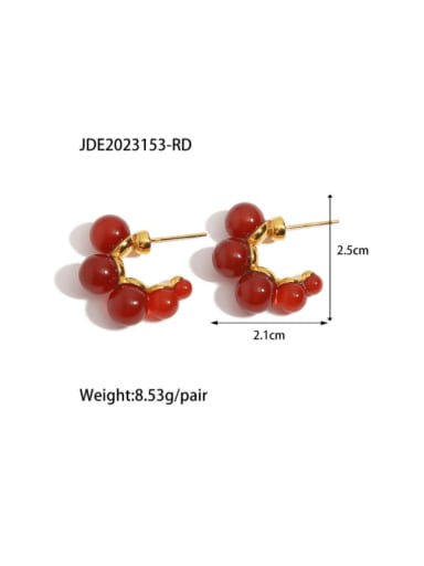 JDE2023153 RD Stainless steel Imitation Pearl Geometric Hip Hop Stud Earring