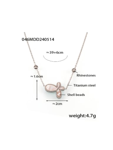 TXP046 Steel Necklace Titanium Steel Shell Butterfly   Earring Bracelet and Necklace Set