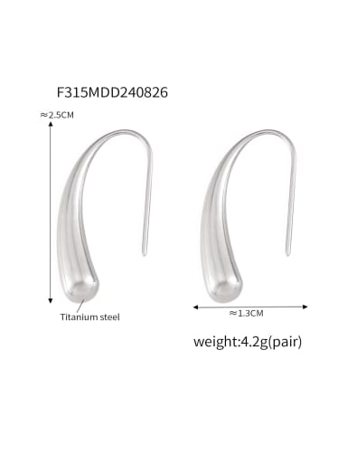 F315 Steel Large Earrings Titanium Steel Water Drop Minimalist Hook Earring