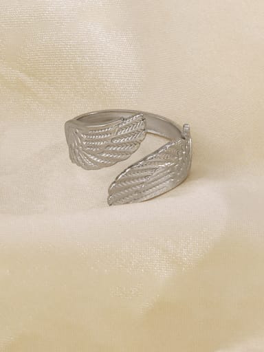 Steel feather ring Stainless steel Feather Hip Hop Band Ring