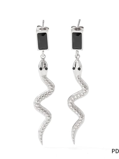 PDE917 steel colored black zirconium Stainless steel Cubic Zirconia Snake Trend Stud Earring