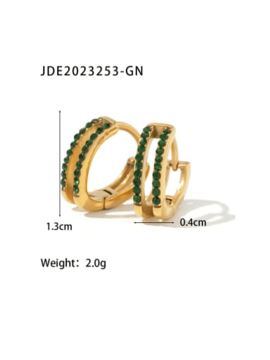 JDE2023253 GN Stainless steel Cubic Zirconia Geometric Vintage Huggie Earring