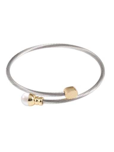 platinum oval bracelet Stainless steel Imitation Pearl Hip Hop Irregular Ring Earring And Bracelet Set
