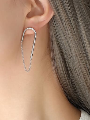 A pair of steel earrings Titanium Steel Geometric Minimalist Huggie Earring