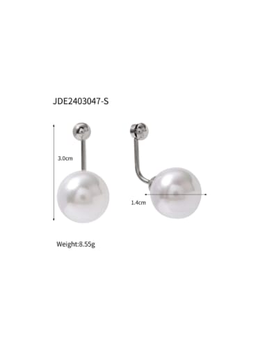 JDE2403047 Steel Stainless steel Imitation Pearl Round Minimalist Drop Earring