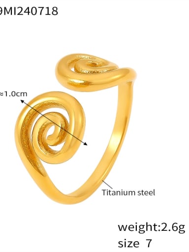A879 Golden Ring Titanium Steel Geometric Trend Band Ring