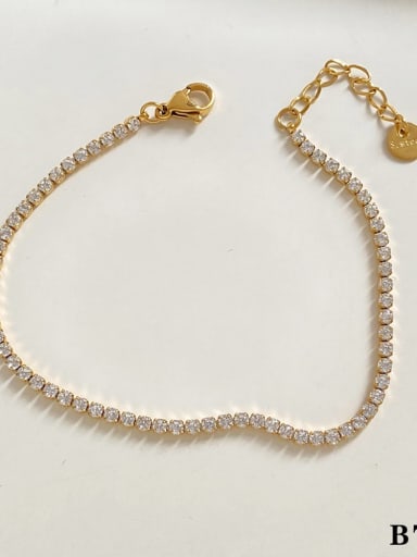 Tennis Chain Gold Bracelet B708 Stainless steel Cubic Zirconia Geometric Dainty Link Bracelet