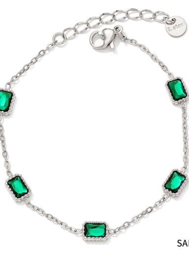 Bracelet SAP921 Trend Geometric Stainless steel Cubic Zirconia Bracelet and Necklace Set