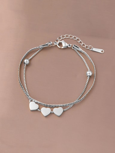 Titanium Steel Heart Minimalist Strand Bracelet