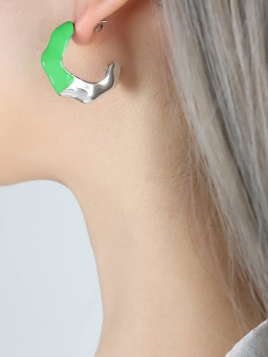 F764 Steel Color Earrings Titanium Steel Enamel Geometric Trend Earring