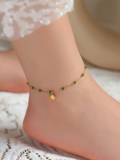 S124 Golden Feet Chain Titanium Steel Geometric Hip Hop   Anklet