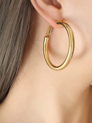 F233 Gold Large Earrings Titanium Steel Geometric Minimalist Stud Earring