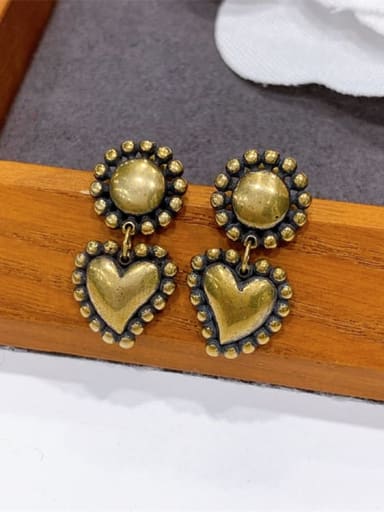 Brass Heart Vintage Drop Earring