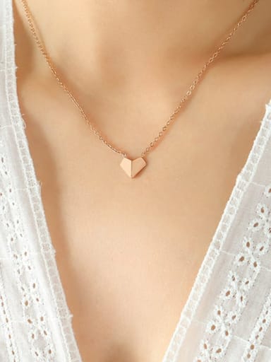 Rose gold necklace 40+ 5cm Titanium Steel Heart Minimalist Necklace