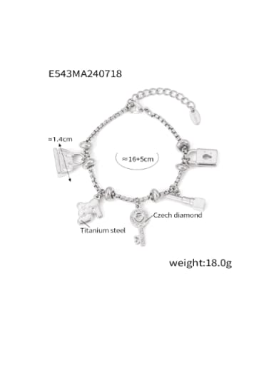 E543 Steel Bracelet Titanium Steel Cubic Zirconia Key Hip Hop Link Bracelet