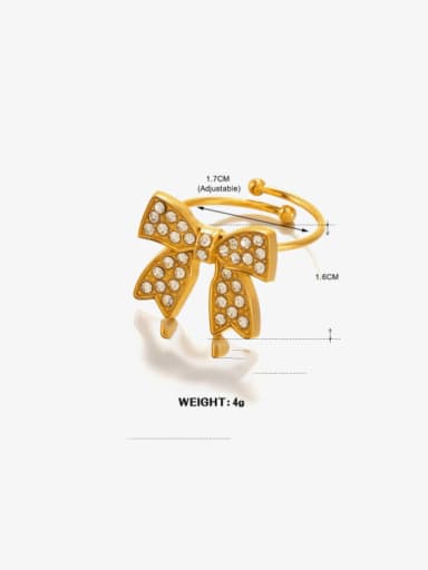 bow ring gold Stainless steel Cubic Zirconia Hip Hop Butterfly  Ring Earring And Bracelet Set