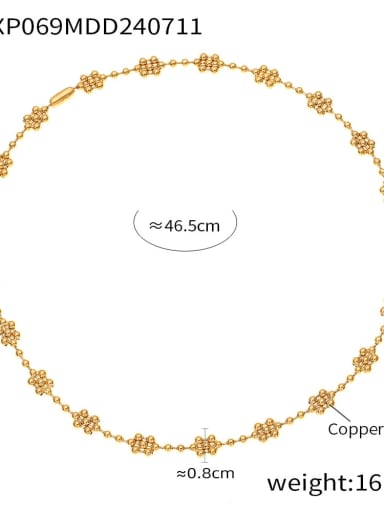 TXP069 Double Bead Gold Necklace Trend Flower Brass Bracelet and Necklace Set
