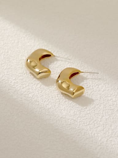 14k Gold Brass Irregular Minimalist Stud Earring