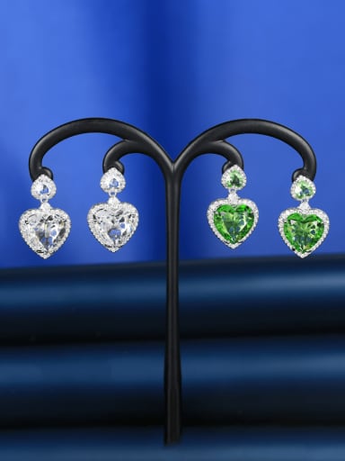 Brass Cubic Zirconia Heart Statement Cluster Earring