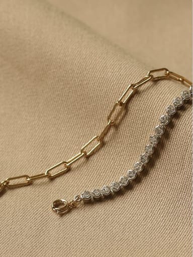 Brass Cubic Zirconia Vintage  Asymmetry Geometric chain  Bracelet