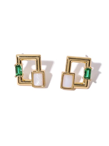 Brass Cubic Zirconia Geometric Vintage Earring