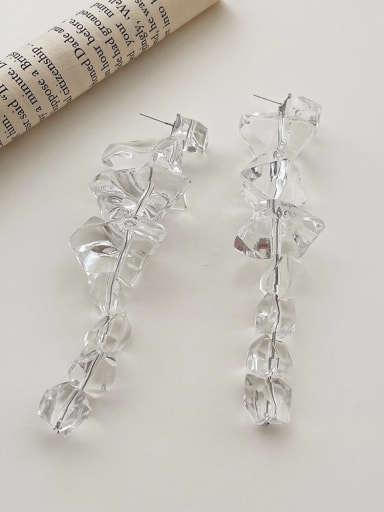 Symmetrical exaggerated ice Earrings Resin Clear Acrylic Geometric Trend summer ice cubes Threader Earring