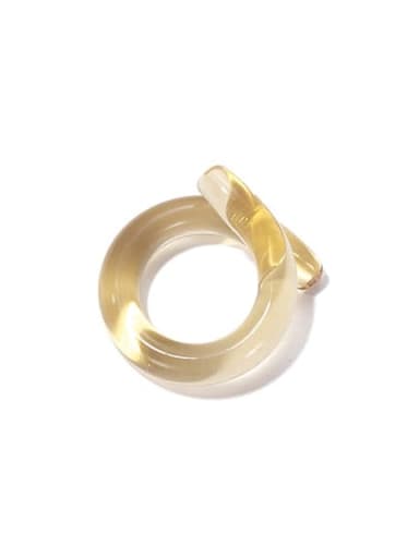 Light yellow Hand Glass   Minimalist Twist Round  Glass Band Ring