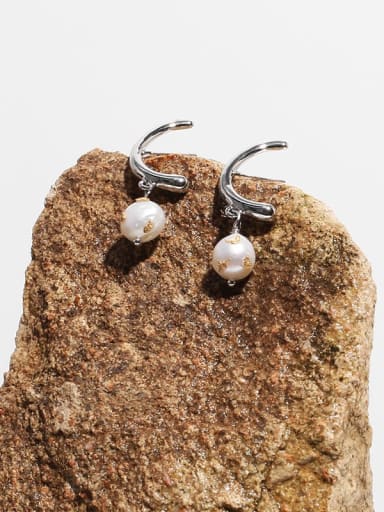 Brass Imitation Pearl Irregular Vintage Stud Earring