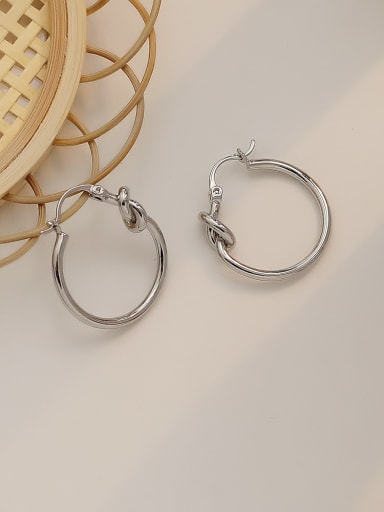 White K steel needle Copper Hollow Round Minimalist Hoop Trend Korean Fashion Earring