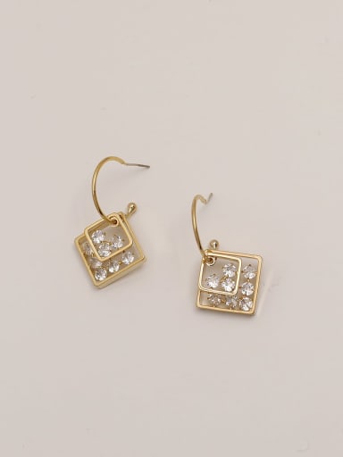 Brass Cubic Zirconia Geometric Vintage Hook Trend Korean Fashion Earring