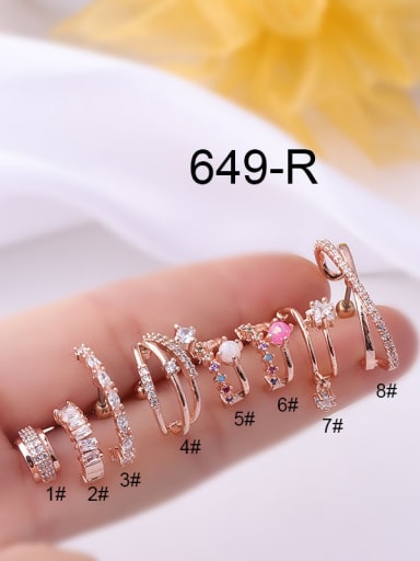 rose gold (Single+Only One) Stainless steel Cubic Zirconia Geometric Cute Single Earring (Single+Only One)