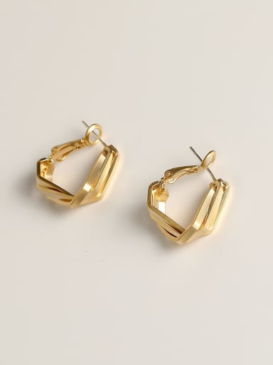 Dumb gold Brass Geometric Minimalist Huggie Trend Korean Fashion Earring