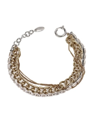 Brass Hollow Geometric Chain Vintage Strand Bracelet