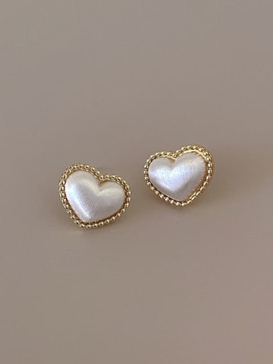 white gold Love Earrings Brass Heart Vintage Stud Earring