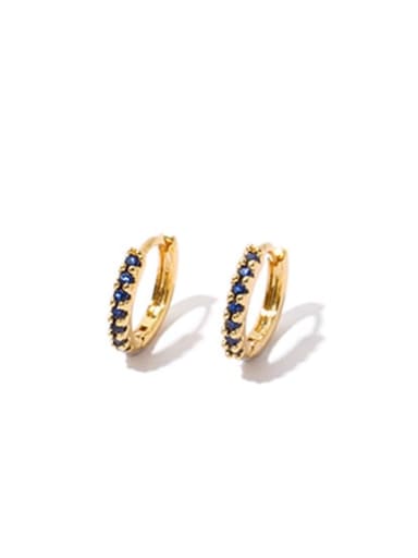 Blue Brass Cubic Zirconia Geometric Vintage Huggie Earring