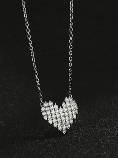 steel XL60053 Brass Cubic Zirconia Heart Minimalist Necklace