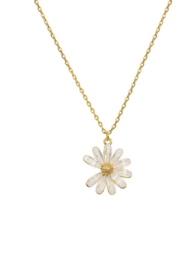 14k Gold Beige Brass Shell Flower Minimalist Trend Korean Fashion Necklace