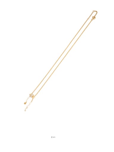 Brass Imitation Pearl Tassel Vintage Necklace