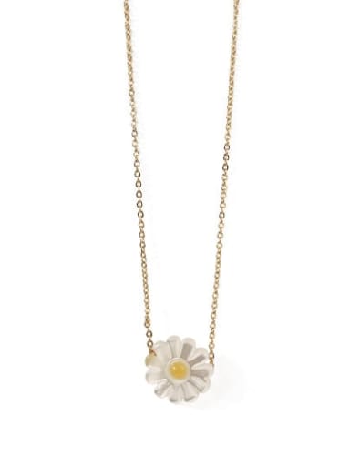 Brass Resin Flower Vintage pendant Necklace