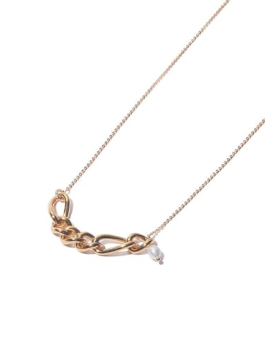 Brass Imitation Pearl Locket Minimalist Necklace