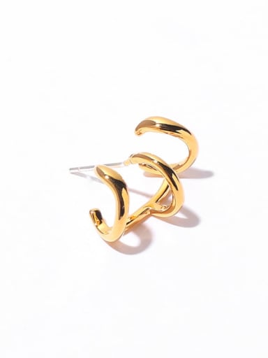 Gold (Single -Only One) Brass Cubic Zirconia Geometric Minimalist Single Earring(Single -Only One)