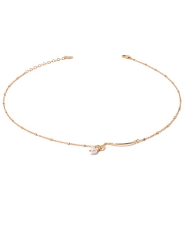 Brass Imitation Pearl Irregular Line Vintage Necklace