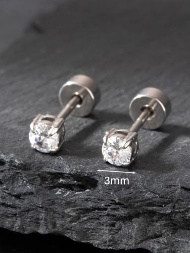 3mm steel (pair) Stainless steel Cubic Zirconia Geometric Minimalist Stud Earring