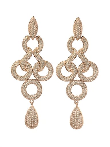 rose gold Brass Cubic Zirconia Geometric Luxury Cluster Earring
