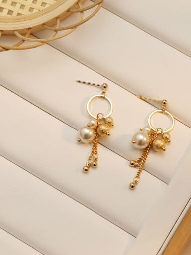 Copper Imitation Pearl Tassel Dainty Drop Trend Korean Fashion Earring