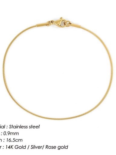Gold 1mm 16.5cm Stainless steel Snake Minimalist Link Bracelet